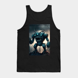 Alien Monster giant robot cyborg attacking the city Tank Top